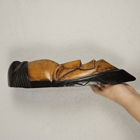 Vintage African Wooden Mask Handcrafted in Ghana 14" Wall Hanging Tribal Painted - Picture 8 of 12